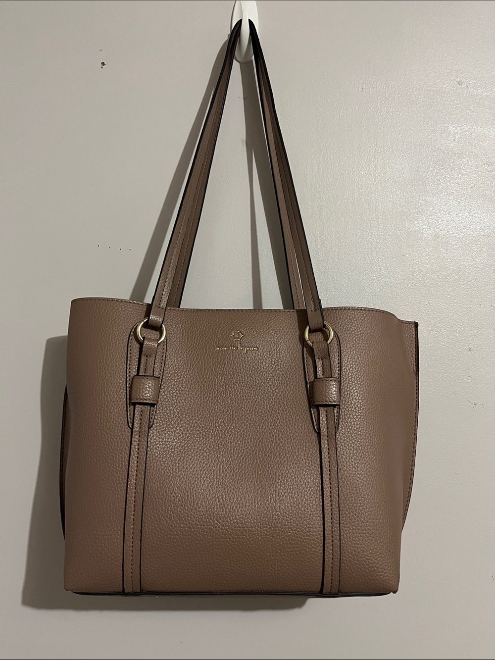Nanette Lepore Taupe Pebbled Leather Tote